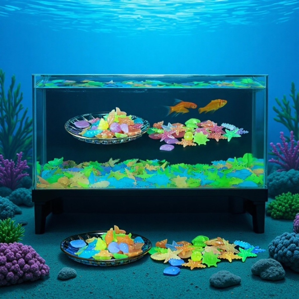 Aquarium Plant Ornament - أحجار المحيط المضيئة، أصداف المحار الفلورية،